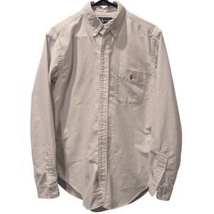 Ralph Lauren Mens Polo Button-Down Oxford Shirt Blue Striped Classic Fit Medium